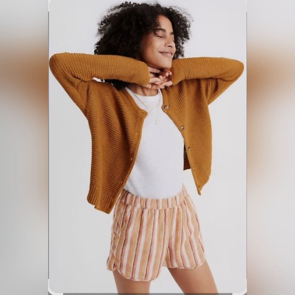 Madewell Deville Cardigan Sweater Womens Xl Antique Gold Knit Top Button Up
